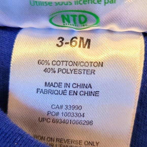 Sesame Street Cookie Monster blue long sleeved onesie/bodysuit - Picture 3 of 4